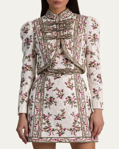 Alice + Olivia Ilaria Embroidered Cropped Jacket | Thumbnail 4