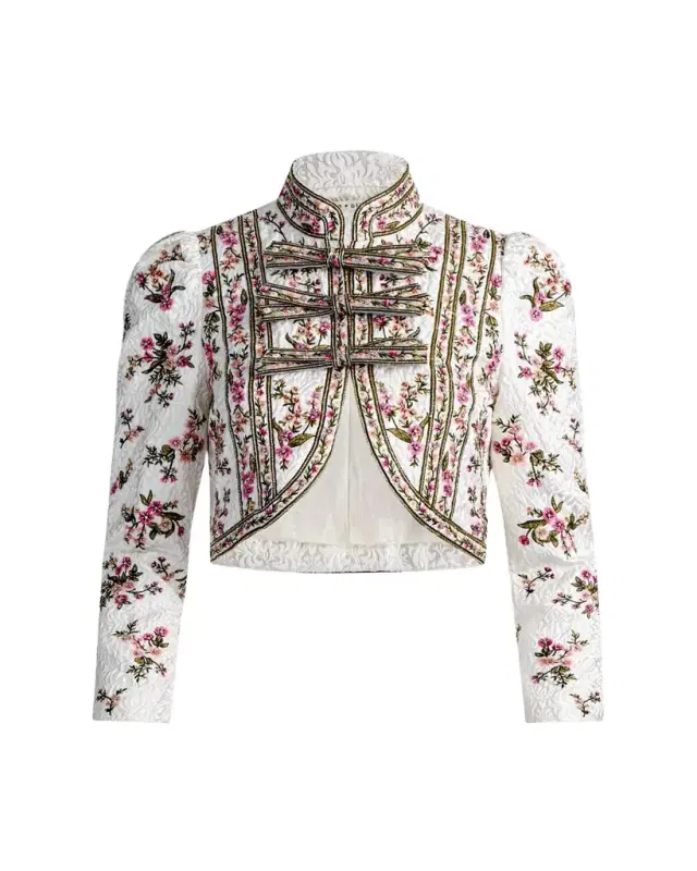 ALICE + OLIVIA Ilaria Embroidered Cropped Jacket