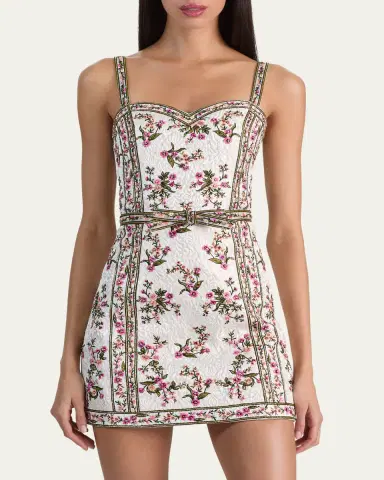 Alice + Olivia Katia Embroidered Jacquard Mini Dress | Thumbnail 4 Alice + Olivia Katia Embroidered Jacquard Mini Dress | Thumbnail 4