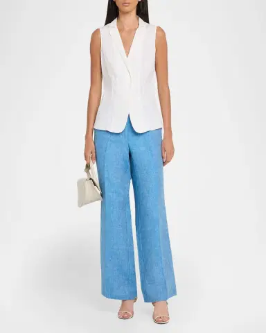 Elie Tahari The Edna Wide-Leg Linen Trousers | Thumbnail 2 Elie Tahari The Edna Wide-Leg Linen Trousers | Thumbnail 2