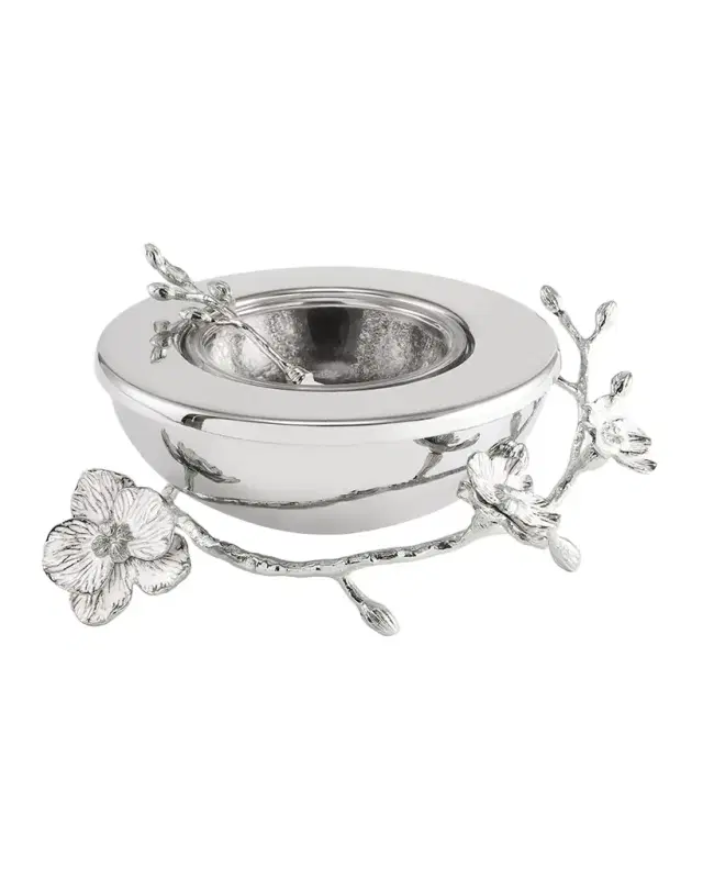 Michael Aram Silver Orchid Caviar Dish with Spoon