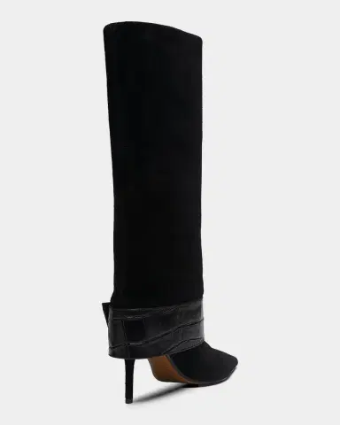Schutz Beatrix Suede Knee-High Boots with Croc-Embossed Leather Buckle | Thumbnail 2 Schutz Beatrix Suede Knee-High Boots with Croc-Embossed Leather Buckle | Thumbnail 2