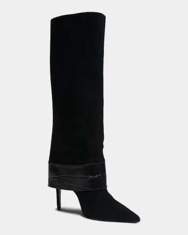 Schutz Beatrix Suede Knee-High Boots with Croc-Embossed Leather Buckle | Thumbnail 5 Schutz Beatrix Suede Knee-High Boots with Croc-Embossed Leather Buckle | Thumbnail 5