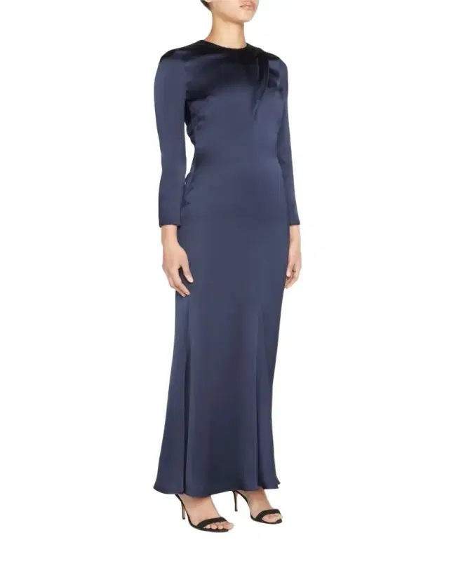 Crystal-Trim Silk Trumpet Gown