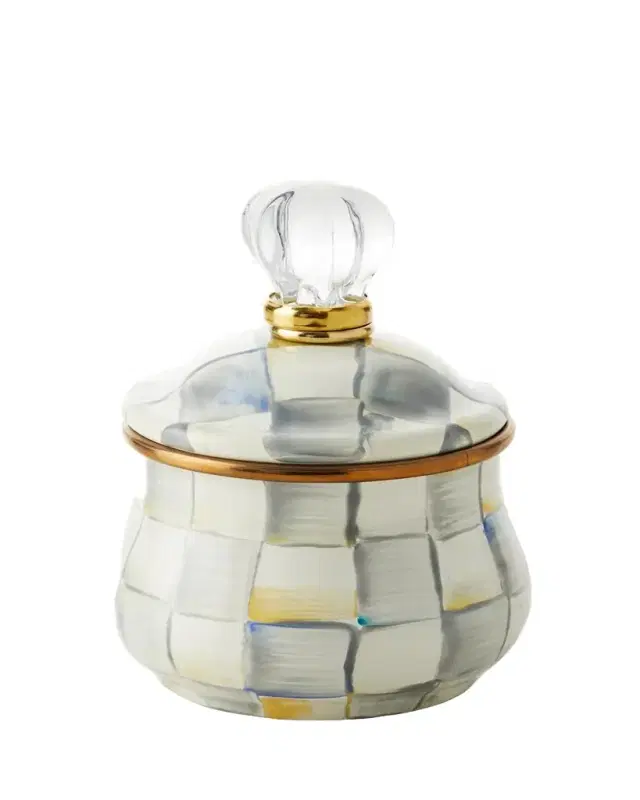 MacKenzie-Childs Sterling Check Lidded Sugar Bowl