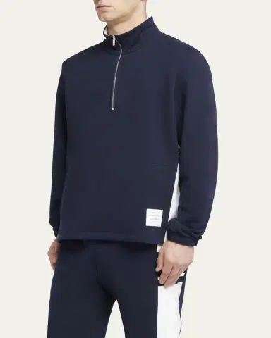 Thom Browne Men's Terry Quarter-Zip Sweatshirt | Thumbnail 4 Thom Browne Men's Terry Quarter-Zip Sweatshirt | Thumbnail 4