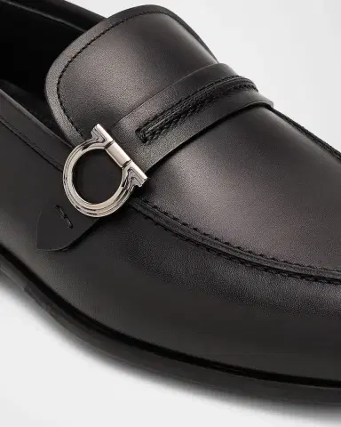 Ferragamo Men's Terence Calfskin Gancini Saddle-Strap Loafers | Thumbnail 5 Ferragamo Men's Terence Calfskin Gancini Saddle-Strap Loafers | Thumbnail 5