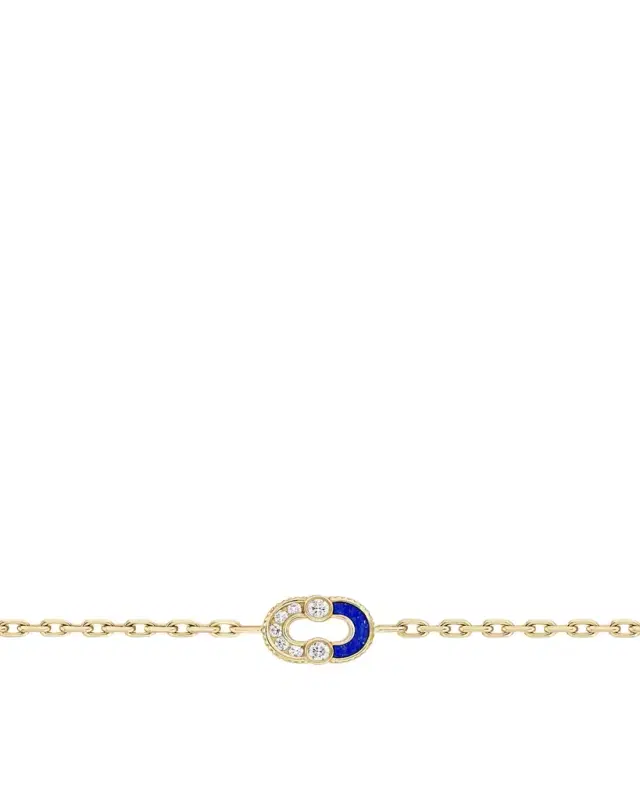 Viltier Magnetic Semi Lapis Lazuli Bracelet with Diamonds