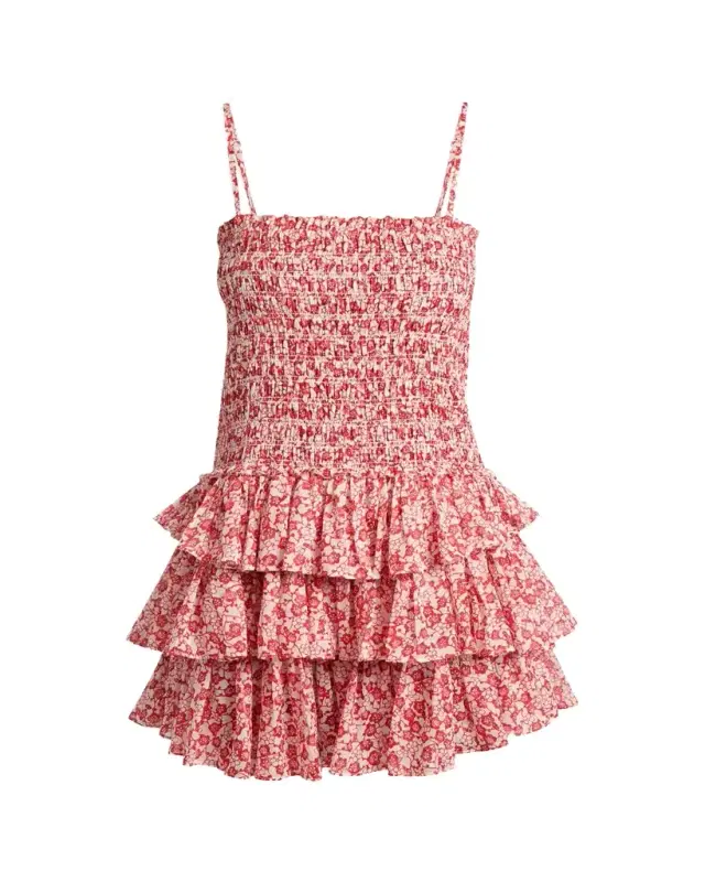 Etoile Isabel Marant Elodie Floral-Print Smocked Ruffle Mini Dress