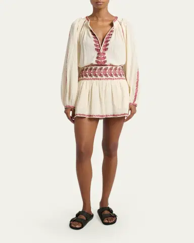 Etoile Isabel Marant Lena Embroidered Cotton Gauze Blouse | Thumbnail 2