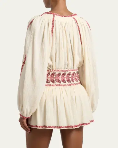 Etoile Isabel Marant Lena Embroidered Cotton Gauze Blouse | Thumbnail 3