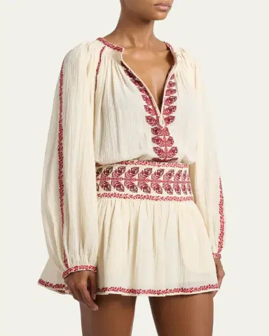 Etoile Isabel Marant Lena Embroidered Cotton Gauze Blouse | Thumbnail 4