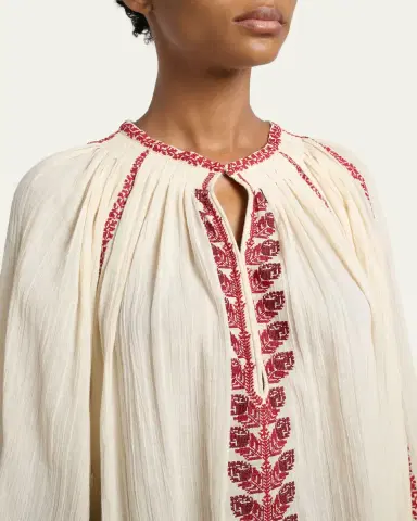 Etoile Isabel Marant Lena Embroidered Cotton Gauze Blouse | Thumbnail 5