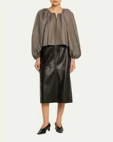 Nackiyé Runway Leather Midi Skirt | Thumbnail 2 Nackiyé Runway Leather Midi Skirt | Thumbnail 2