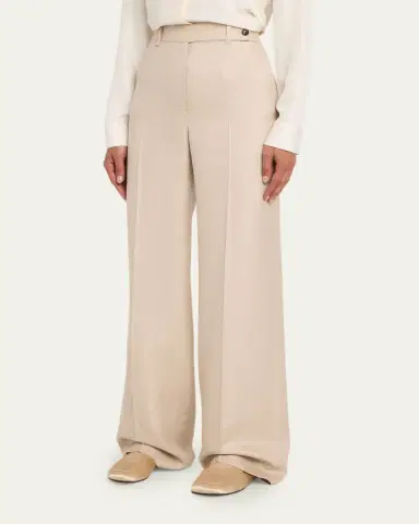 Kiton Metallic Wool-Silk Wide-Leg Pants | Thumbnail 4