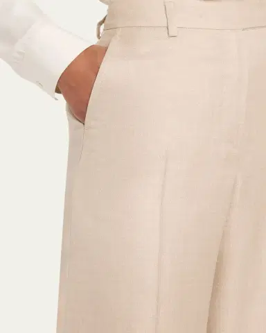Kiton Metallic Wool-Silk Wide-Leg Pants | Thumbnail 5