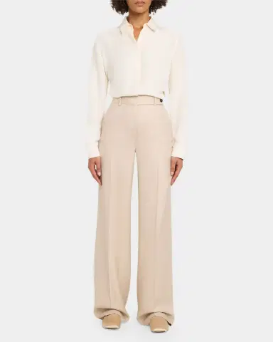 Kiton Metallic Wool-Silk Wide-Leg Pants | Thumbnail 6