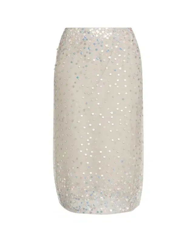 Roxane Star Embroidered Silk Midi Skirt