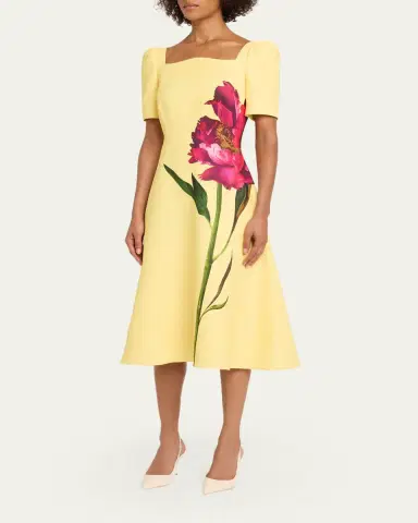 Rickie Freeman for Teri Jon Floral-Print Scuba Midi Dress | Thumbnail 4 Rickie Freeman for Teri Jon Floral-Print Scuba Midi Dress | Thumbnail 4