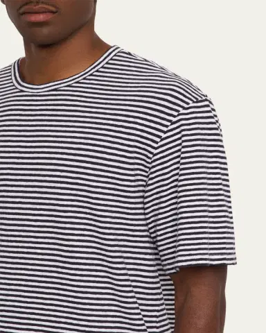 OFFICINE GÉNÉRALE Men's Cotton and Linen Sailor Stripe Crewneck T-Shirt | Thumbnail 5