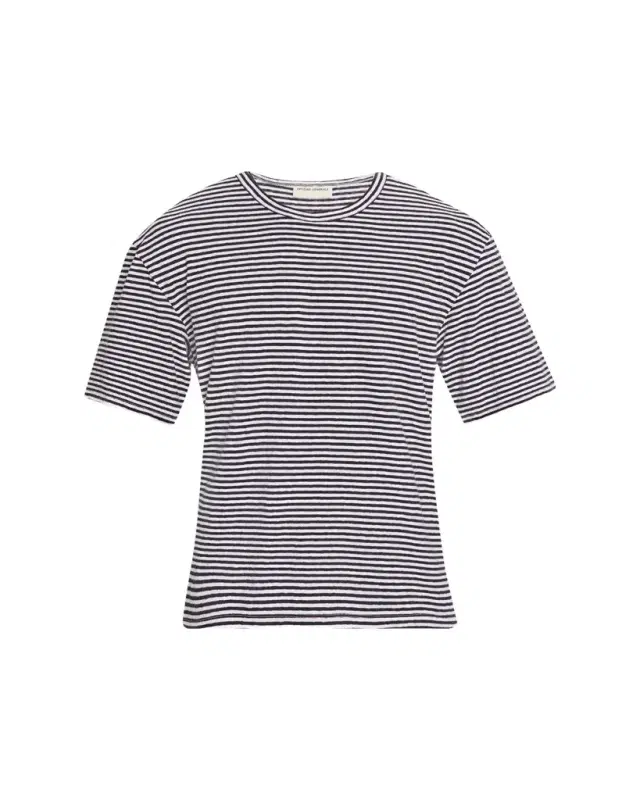 Men's Cotton and Linen Sailor Stripe Crewneck T-Shirt