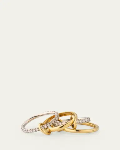 Spinelli Kilcollin 18K Mixed-Gold Halley 4-Link Ring with Pave Diamonds | Thumbnail 3