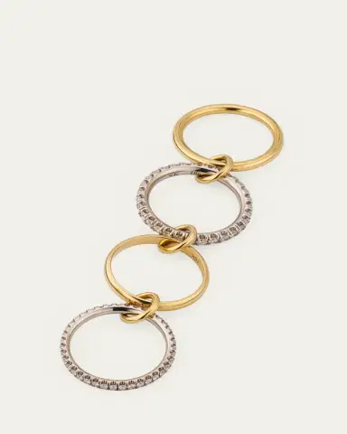 Spinelli Kilcollin 18K Mixed-Gold Halley 4-Link Ring with Pave Diamonds | Thumbnail 4