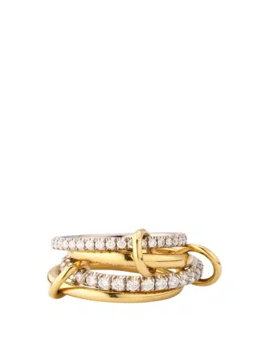 Spinelli Kilcollin 18K Mixed-Gold Halley 4-Link Ring with Pave Diamonds | Thumbnail 1