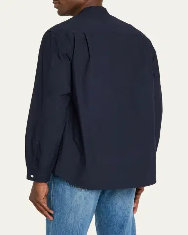 OFFICINE GÉNÉRALE Men's Poplin Band-Collar Button-Down Shirt | Thumbnail 3