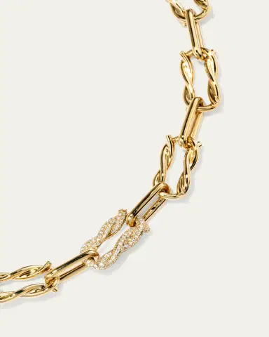 Boochier Ties 18K Gold Single Diamond Pave Link Necklace | Thumbnail 2 Boochier Ties 18K Gold Single Diamond Pave Link Necklace | Thumbnail 2