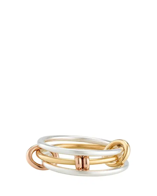 Acacia MX Three Link Ring in Sterling Silver and Mixed Gold Connectors
