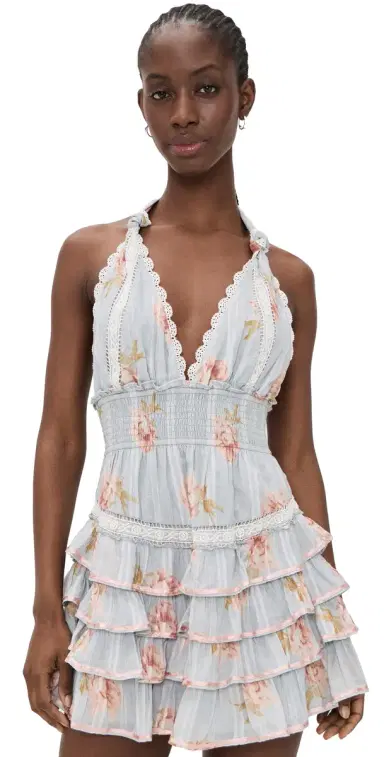 LoveShackFancy Kerch Mini Dress Rustic Sky | Thumbnail 1 LoveShackFancy Kerch Mini Dress Rustic Sky | Thumbnail 1