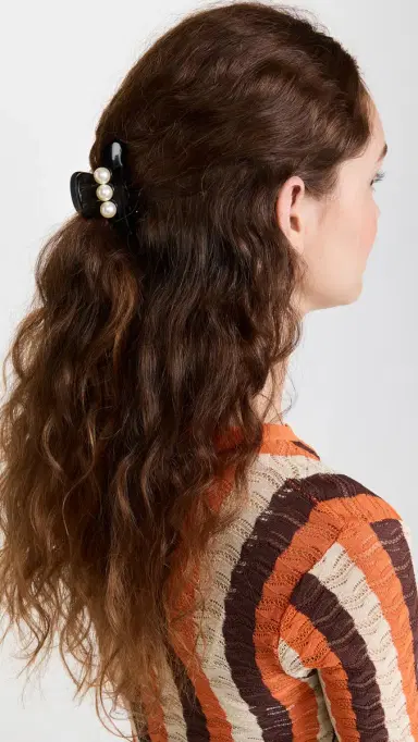 Alexandre de Paris Pearl Beaded Small Hair Clip Black/Pearl One Size | Thumbnail 3 Alexandre de Paris Pearl Beaded Small Hair Clip Black/Pearl One Size | Thumbnail 3