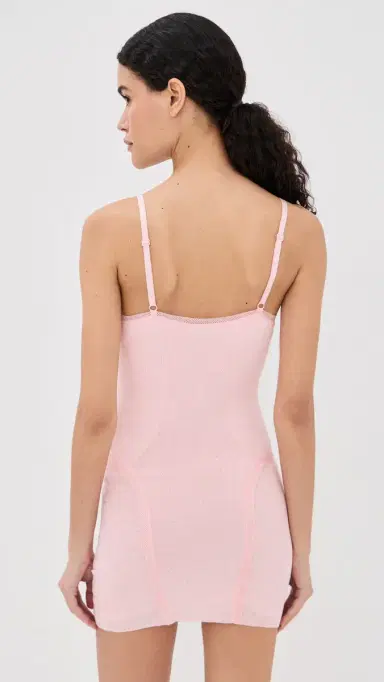 AREA Girly Rib Knit Mini Dress Pastel Pink | Thumbnail 3