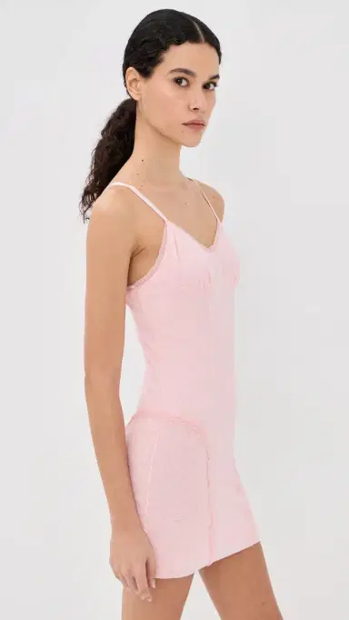 AREA Girly Rib Knit Mini Dress Pastel Pink | Thumbnail 4