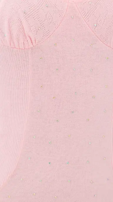 AREA Girly Rib Knit Mini Dress Pastel Pink | Thumbnail 6