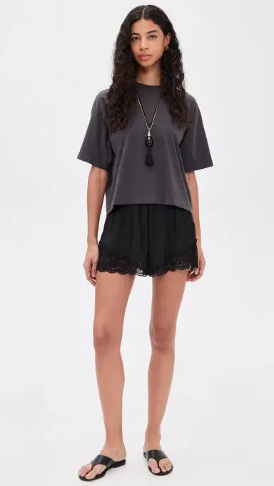 Free People eet e In The iddle Tap Satin Shorts Black | Thumbnail 5