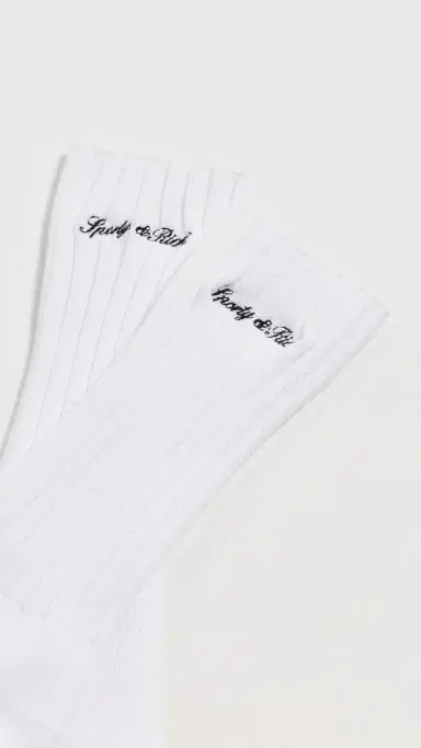 Sporty & Rich Signature Logo Rib Socks White Navy One Size | Thumbnail 3