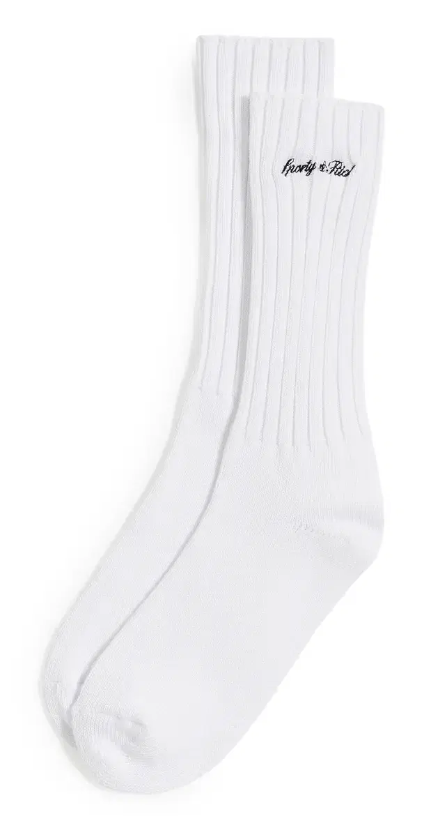 Sporty & Rich Signature Logo Rib Socks White Navy One Size