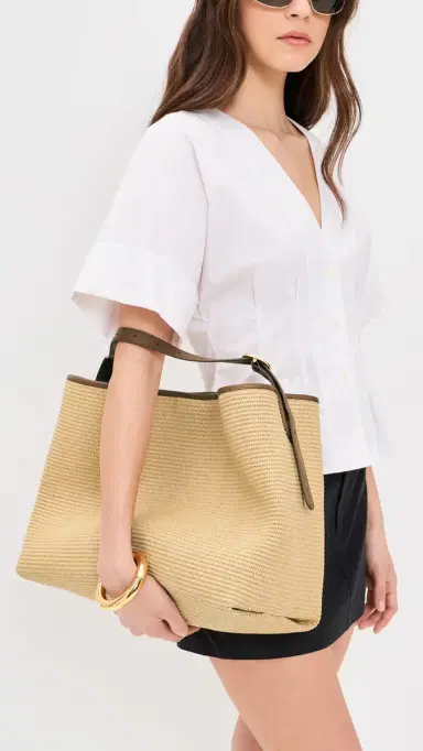 Vince Raffia Vivian Hobo Bag Natural One Size | Thumbnail 3