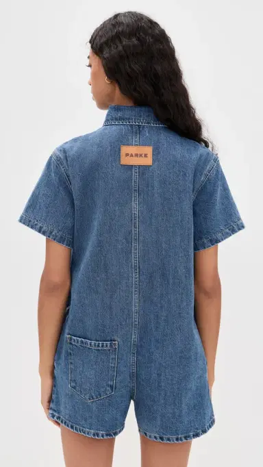 PARKE Short Sleeve Romper Medium Wash | Thumbnail 3 PARKE Short Sleeve Romper Medium Wash | Thumbnail 3