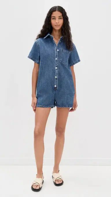 PARKE Short Sleeve Romper Medium Wash | Thumbnail 5 PARKE Short Sleeve Romper Medium Wash | Thumbnail 5