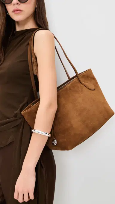 Liffner Sprout Suede Midi Tote Bag Saddle Brown Silver Charm One Size | Thumbnail 3 Liffner Sprout Suede Midi Tote Bag Saddle Brown Silver Charm One Size | Thumbnail 3
