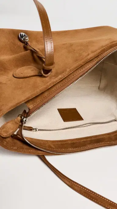Liffner Sprout Suede Midi Tote Bag Saddle Brown Silver Charm One Size | Thumbnail 6 Liffner Sprout Suede Midi Tote Bag Saddle Brown Silver Charm One Size | Thumbnail 6