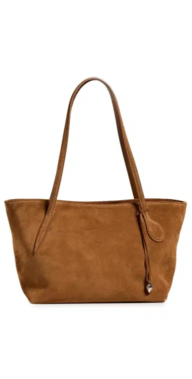 Liffner Sprout Suede Midi Tote Bag Saddle Brown Silver Charm One Size | Thumbnail 1 Liffner Sprout Suede Midi Tote Bag Saddle Brown Silver Charm One Size | Thumbnail 1
