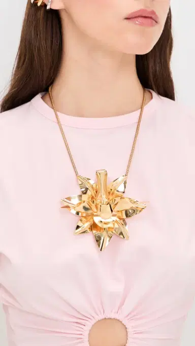 Rabanne Metal Flower Pendant Necklace | Thumbnail 3