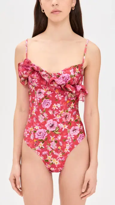 PatBO Peony Ruffle One Piece Red | Thumbnail 2