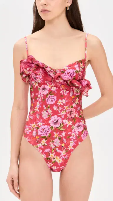 PatBO Peony Ruffle One Piece Red | Thumbnail 5