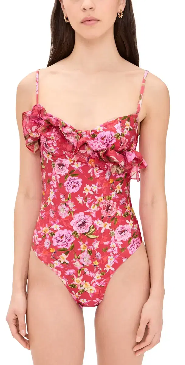 Peony Ruffle One Piece Red