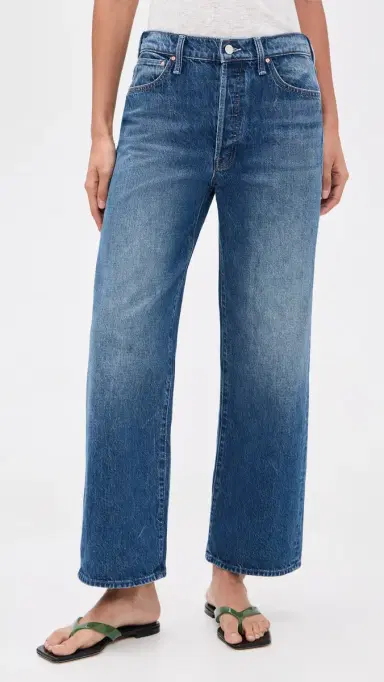 Mother The Dodger Button Flood Jeans Green Thumb | Thumbnail 2